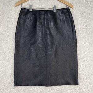 Wilsons Pelle Studio Black Leather Skirt Womens Sz 6 Biker Grunge Y2K Lined Vtg